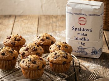 Recept na domáce špaldové muffiny s čokoládou a BIOMILA múkou