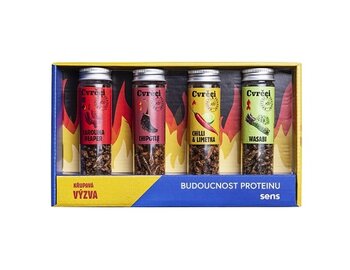 Pálivé chrumkavé & pražené celé cvrčky - darčekový set 4 chutí (4 x 20g) SENS Pálivé chrumkavé & pražené celé cvrčky - darčekový set 4 chutí (4 x 20g) SENS