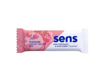 Pleasure Protein tyčinka s cvrčkovým proteínom - Tmavá čokoláda & Višňa 40g SENS Pleasure Protein tyčinka s cvrčkovým proteínom - Tmavá čokoláda & Višňa 40g SENS