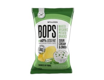 Pečený zemiakový snack - smotana a cibuľa bio 85g Pečený zemiakový snack - smotana a cibuľa bio 85g