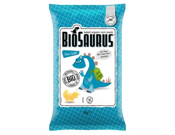BIOSAURUS JUNIOR Kukuričné chrumky s morskou soľou bio 50g BIOSAURUS JUNIOR Kukuričné chrumky s morskou soľou bio 50g