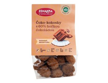 Čoko-kokosky s 60% horkou čokoládou Biopekárna Zemanka bio 100g Čoko-kokosky s 60% horkou čokoládou Biopekárna Zemanka bio 100g