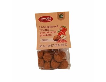Lieskovoorieškové hrudky s jahodovým prachom Biopekárna Zemanka bio 100g Lieskovoorieškové hrudky s jahodovým prachom Biopekárna Zemanka bio 100g