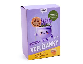 Včelízanky - levanduľové lízanky 20ks x 6g BEELOL Včelízanky - levanduľové lízanky 20ks x 6g BEELOL