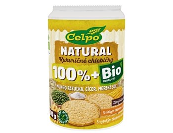 Kukuričné chlebíčky Mungo fazuľa, cícer s morskou soľou bio 90g Kukuričné chlebíčky Mungo fazuľa, cícer s morskou soľou bio 90g