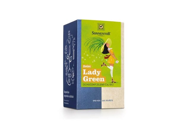 Svieža Lady Green ochutený zelený čaj bio Sonnentor 21,6g