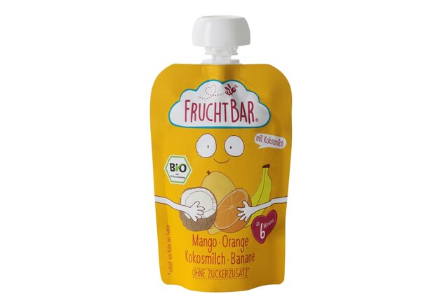 Ovocné pyré mango pomaranč kokos banán bio 100g