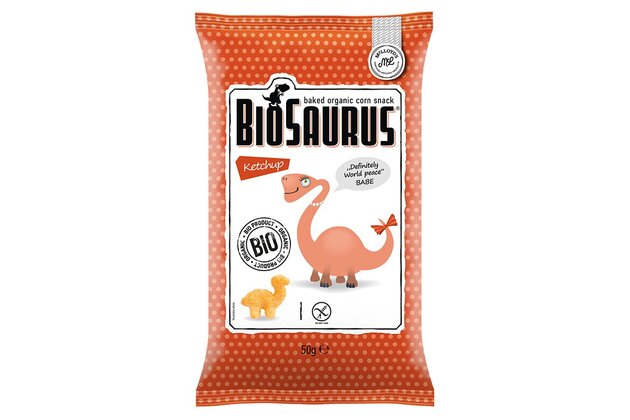 BIOSAURUS BABE Kukuričné chrumky s kečupom bio 50g 