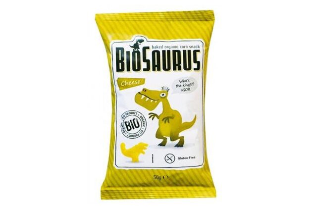 BIOSAURUS IGOR Kukuričné chrumky so syrom bio 50g 