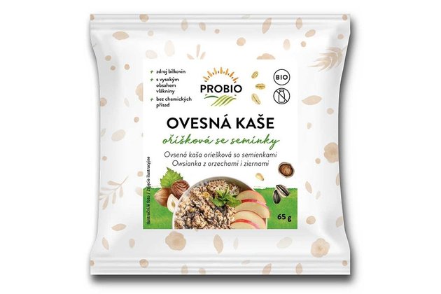 Ovsená kaša oriešková so semienkami bio PROBIO 65g